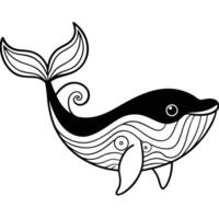 A whale with a black and white design vector