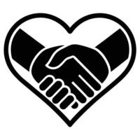 Handshake in heart icon vector