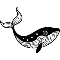 A whale with a black and white pattern vector