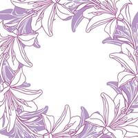 Lillies flower frame, hand drawn illustration for design of card or wedding invitation. vector