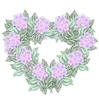 Floral heart frame wreath, hydrangea spring flower for design of card or invitations vector