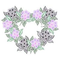 Floral heart frame, hydrangea spring flower for design of card or invitation vector