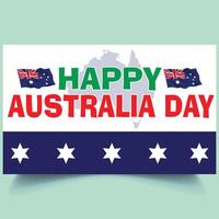Happy Australia Day flag with map colorful tshirt design . vector