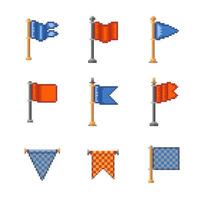 Cartoon Color Pixelated Flags Icons Set. vector
