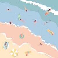 Cartoon Color Beach Resort Seascape Scene Top View. vector