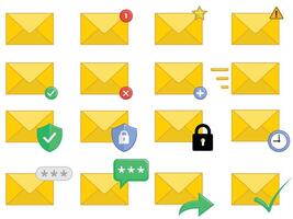 Email Unread Closed Mail Envelope Set vector