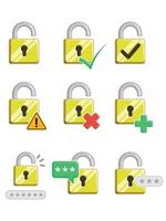Lock Open Padlock Unlocked Protection Set vector