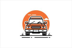 Delivery truck transporting a cardboard package. vector