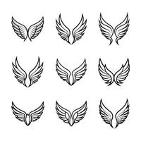 Set of black wings icons. Wings badges. vector