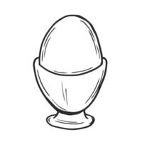 Doodle sketch of an egg on a stand. Boiled egg in a cup. vector