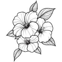 A black and white drawing of flowers vector