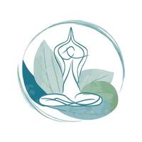 Yoga logo with a woman in lotus position vector