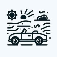 A car with a sun and clouds on it vector