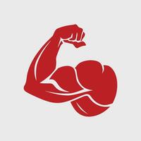 A muscular arm with a red background vector