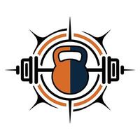 The logo for a gym with a kettlebell vector
