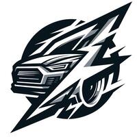The car is in the middle of a lightning bolt vector