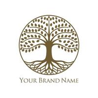 A logo for a tree with leaves and roots vector