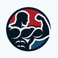 A man with a muscular body in a circle vector