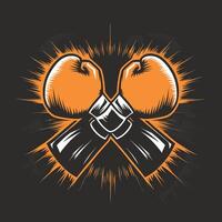 Two boxing gloves on a black background vector