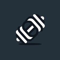 A dumbbell icon on a dark background vector