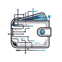 Wallet icon with a blue and white background vector