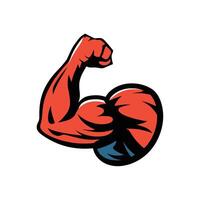 A muscular arm with a red and blue fist vector