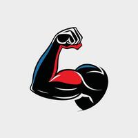 A muscular arm with a red and blue color vector