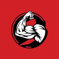 A muscular man with a red background vector