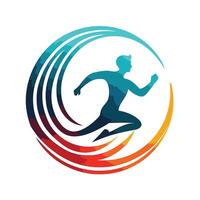 A man running in a circle logo vector
