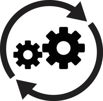 Workflow icon with settings symbol . Gears with arrows icon . Business gears icon vector