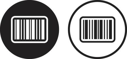 Barcode icon set in two styles . Barcode label icon on circle . illustration vector