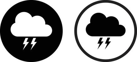 Thunderstorm icon set in two styles . Thunderstorm cloud icon with Lightning . Weather symbol vector