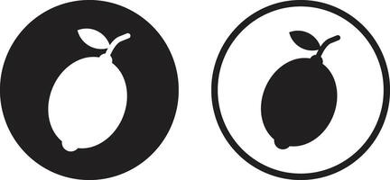 Lemon icon set in two styles . Lemon fruit icon in circle . illustration vector