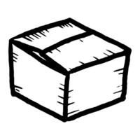Doodle sketch style of cardboard box drawn illustration for concept design. vector