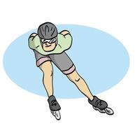 Roller blade player illustration isolated on white background vector