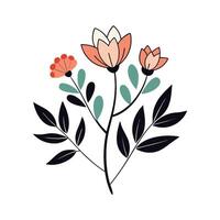 Clean Botanical Design on White with Negative Space vector