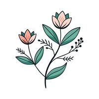 Clean and Minimal Floral Art with White Canvas vector