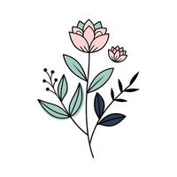 Minimal Botanical Artwork on a White Canvas vector