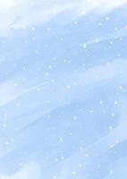 Hand painted watercolour Christmas background with snow overlay vector