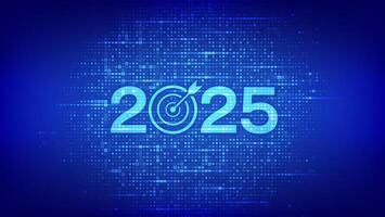 2025 New year Goals and plans. Numbers 2025 made with currency symbols. New 2025 financial year. Business plan and strategies. New 2025 fiscal year. Background with currency signs. vector