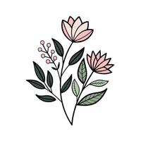 Elegant White Background Floral with Simple Lines vector