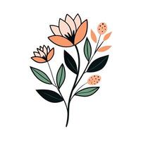 Minimalist Floral Sketch on a Spacious White Background vector