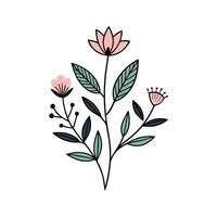Clean Floral Line Art with Open White Background vector