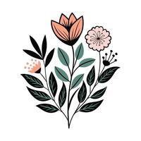 Botanical Art with Minimal Lines on White Background vector