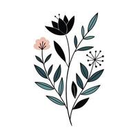 Minimal Floral Art with Negative Space on White vector