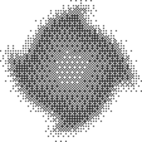 Pixel pattern shape. Textured with bitmap Y2k dither gradient. Retro star with old computer game graphic effect. Halftone grunge illustration png