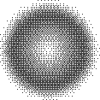 Bitmap pixel arcade game effect. Circle with bit pattern texture. Round y2k halftone element. Aesthetic globe with dither gradient. 2000s noisy illustration png