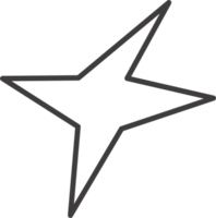 Y2k star shape. Outline icon of abstract spark and shiny irregular flash burst. Bling and twinkle geometric minimal retro design element png