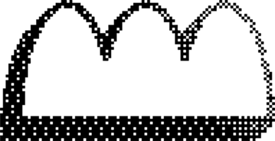 Bitmap pattern shape. Geometric halftone gradient element. Y2k graphic abstract icon. Dither noisy grunge texture. png