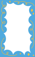 Wavy scallop border shape. Rectangle fun psychedelic hand drawn frame. Doodle cute design for text photo and picture. Groovy child template. Y2K decorative blank. png